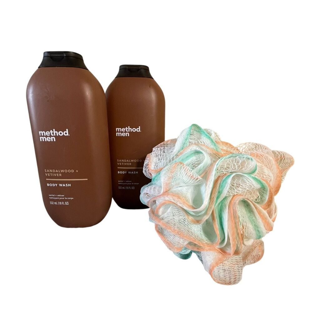 Method Men's Body Wash Bundle:  Sandalwood + Vetiver (18 fl oz ea.) Plant based